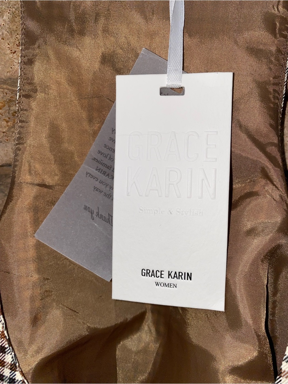 Grace Karin Plaid Vest Women’s Size Medium Brown Check Tailored - Picture 7 of 13